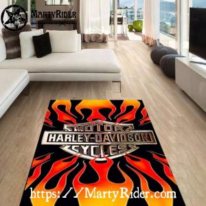 Hot Rod Flames Logo Harley Davidson Rugs