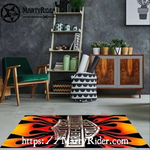 Hot Rod Flames Logo Harley Davidson Rugs