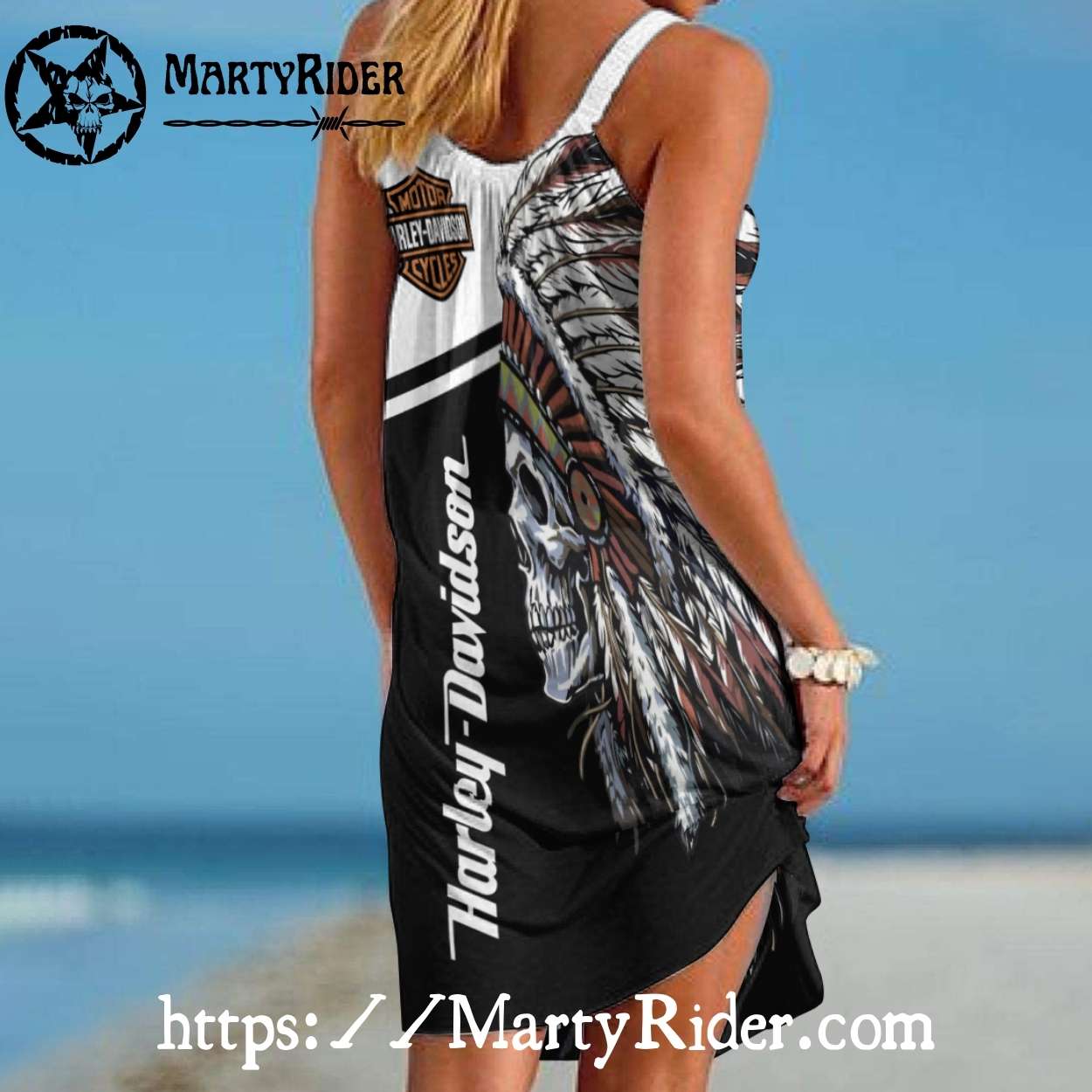 Indian Skull Harley Davidson Beach Dress Vibe Indian Skull Harley Davidson Beach Dress Vibe