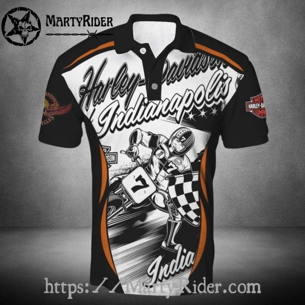 Indianapolis Racer Graphic Harley Davidson Polo Shirt