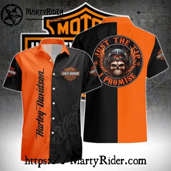Just The Tip Skull Harley Davidson Aloha Shirt