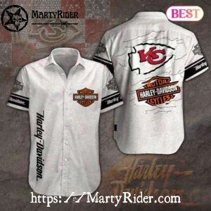 Kansas City Chiefs Harley-Davidson White Fan Hawaiian Shirt