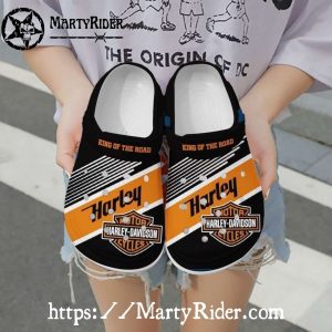 King of the Road Harley Davidson Crocs with Orange Stripe
