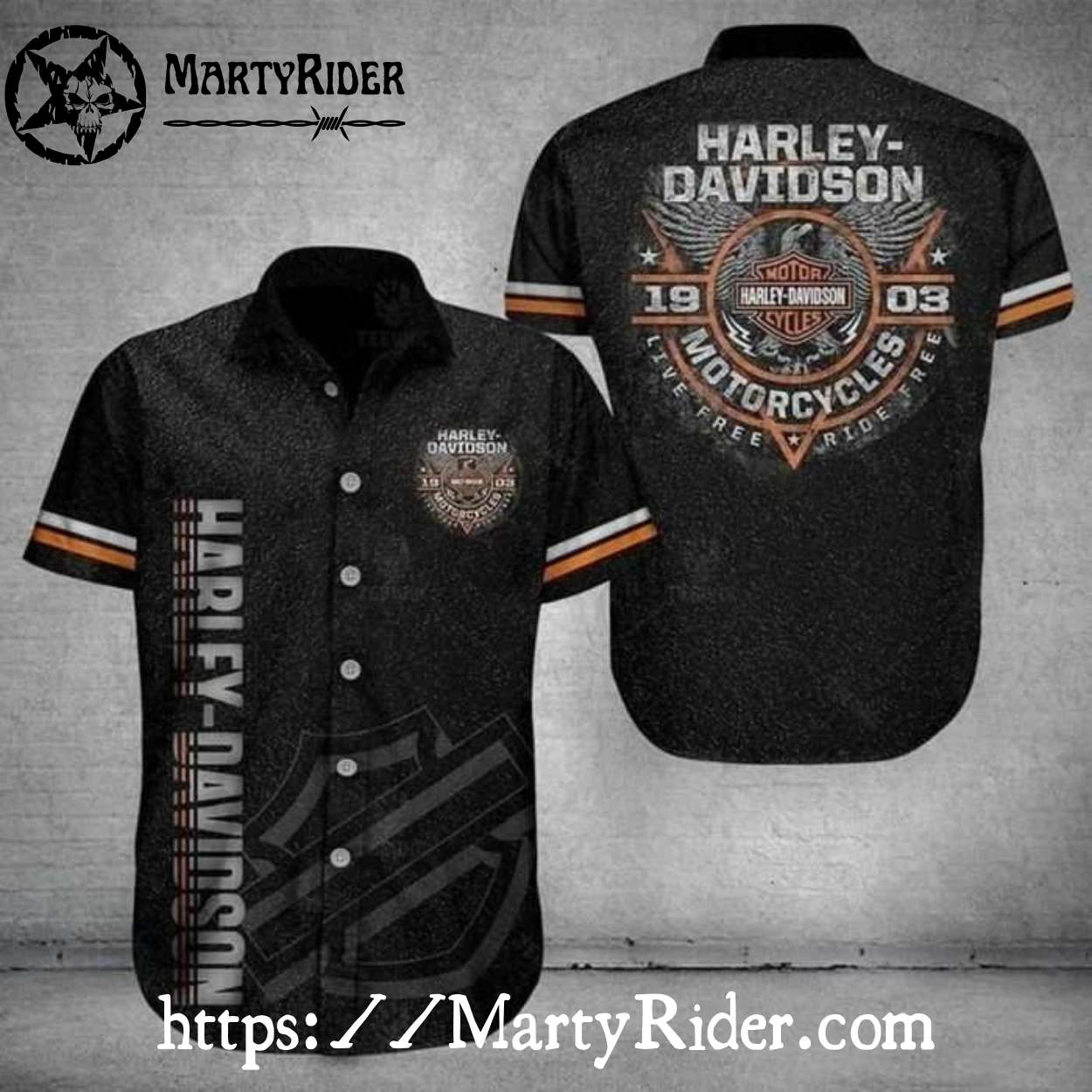 Live Free Ride Free Harley-Davidson 1903 Emblem Hawaiian Shirt Live Free Ride Free Harley-Davidson 1903 Emblem Hawaiian Shirt