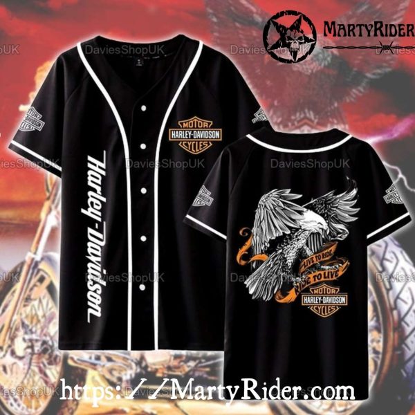 Live to Ride Eagle Harley Davidson Baseball Jersey Shirt