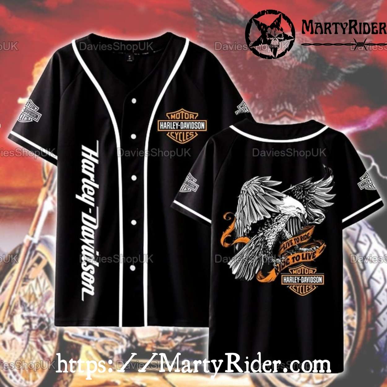 Live to Ride Eagle Harley Davidson Baseball Jersey Shirt Live to Ride Eagle Harley Davidson Baseball Jersey Shirt