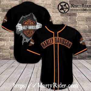 Logo Tear-Through Design Harley Davidson Baseball Shirt