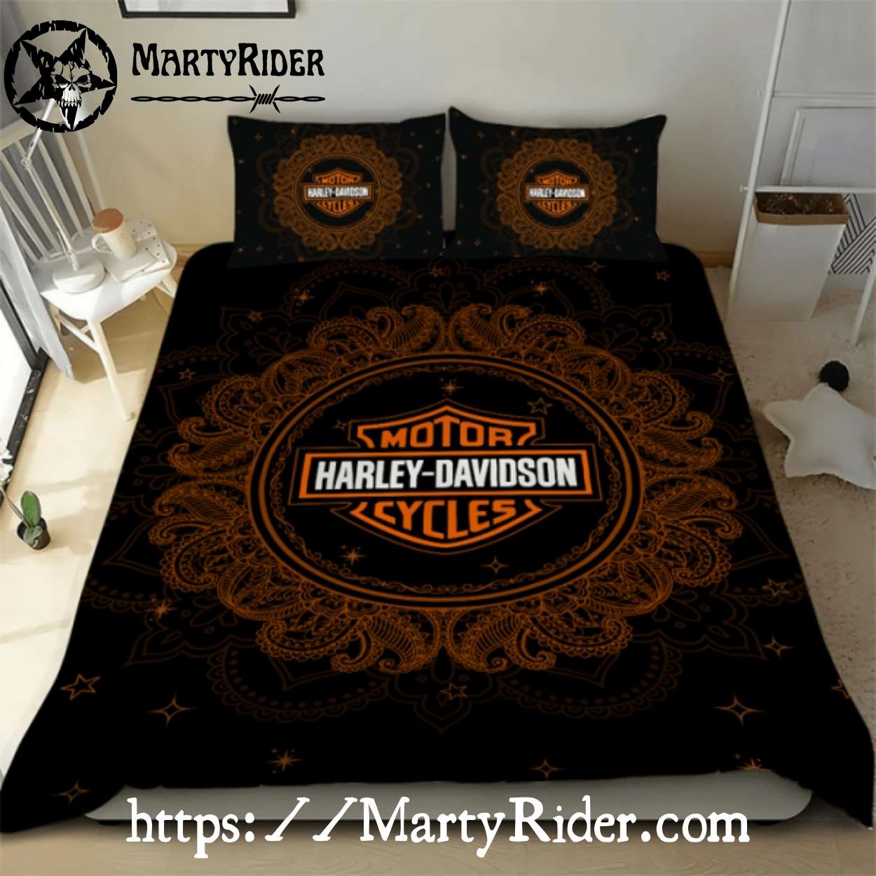 Mandala Circle Orange Harley Davidson Bedding Sets Mandala Circle Orange Harley Davidson Bedding Sets