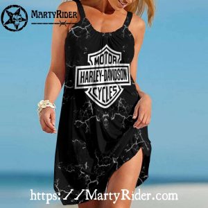 Marble Black Harley Davidson Dresses Casual Beach