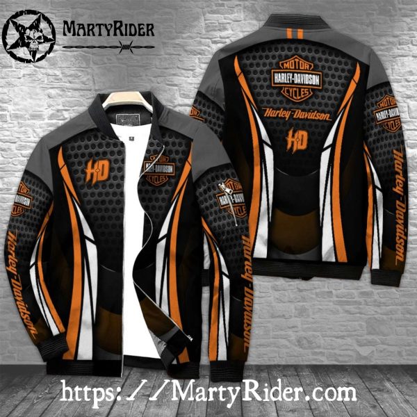 Mesh Black Orange bomber Harley Davidson Bomber Jackets