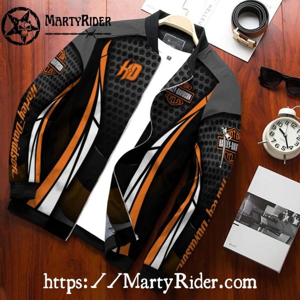 Mesh Black Orange bomber Harley Davidson Bomber Jackets