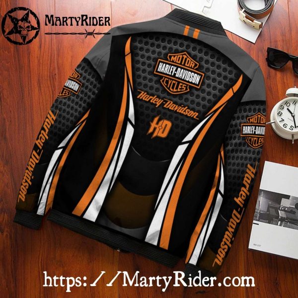 Mesh Black Orange bomber Harley Davidson Bomber Jackets
