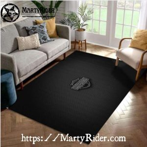 Minimal Black Center Logo Harley Davidson Rugs
