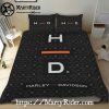 Flaming Skull Harley Davidson Bedding Sets Black Texture