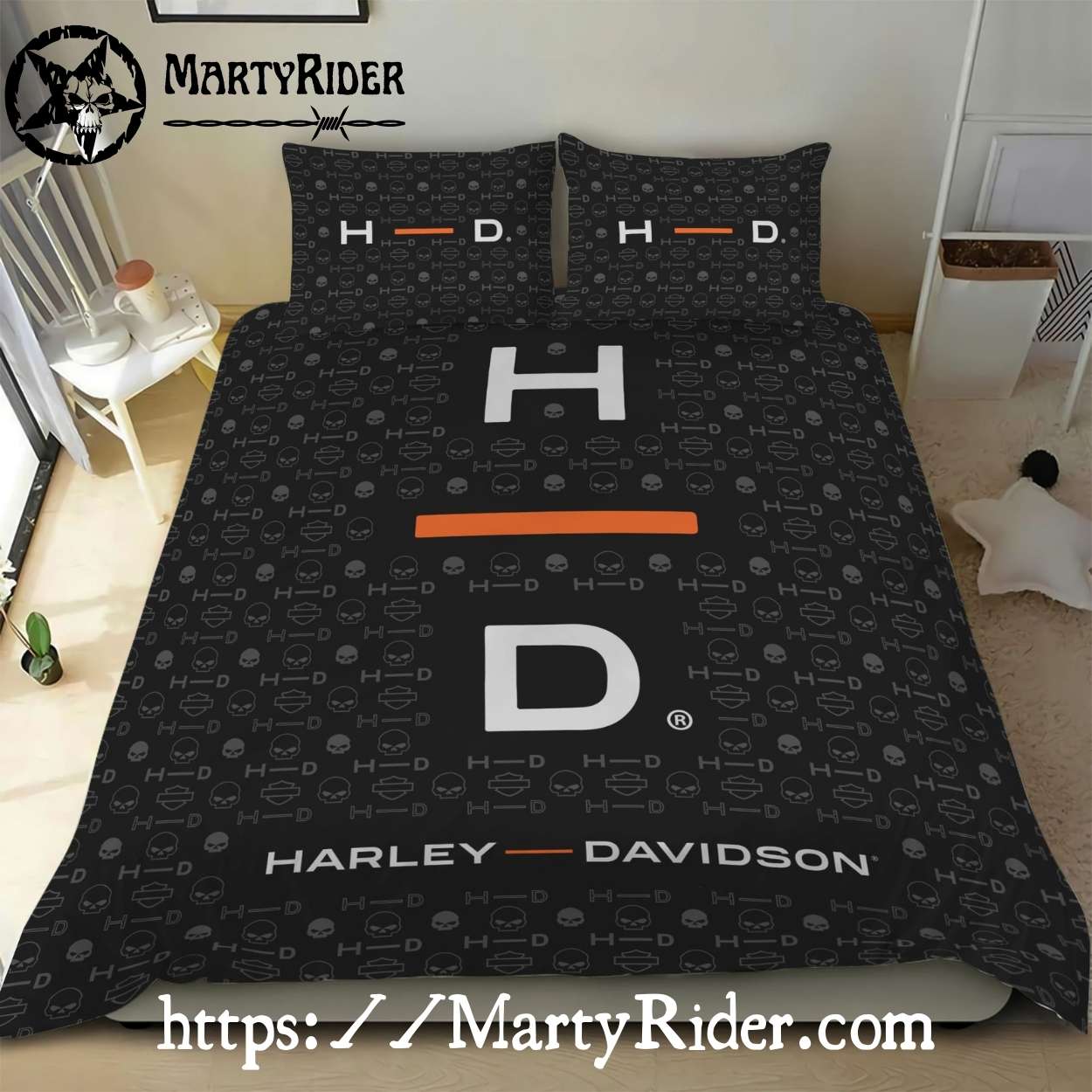 Minimal HD Harley Davidson Bedding Sets Monogram Design Minimal HD Harley Davidson Bedding Sets Monogram Design