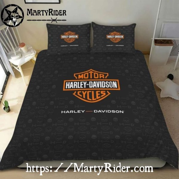 Minimal Skull Icon Harley Davidson Bedding Sets Clean Look