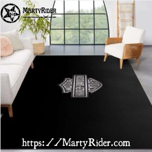 Minimal White Logo Center Harley Davidson Rugs
