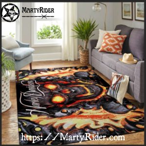 Molten Flames Skull Harley Davidson Rugs