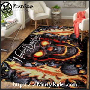 Molten Flames Skull Harley Davidson Rugs 3