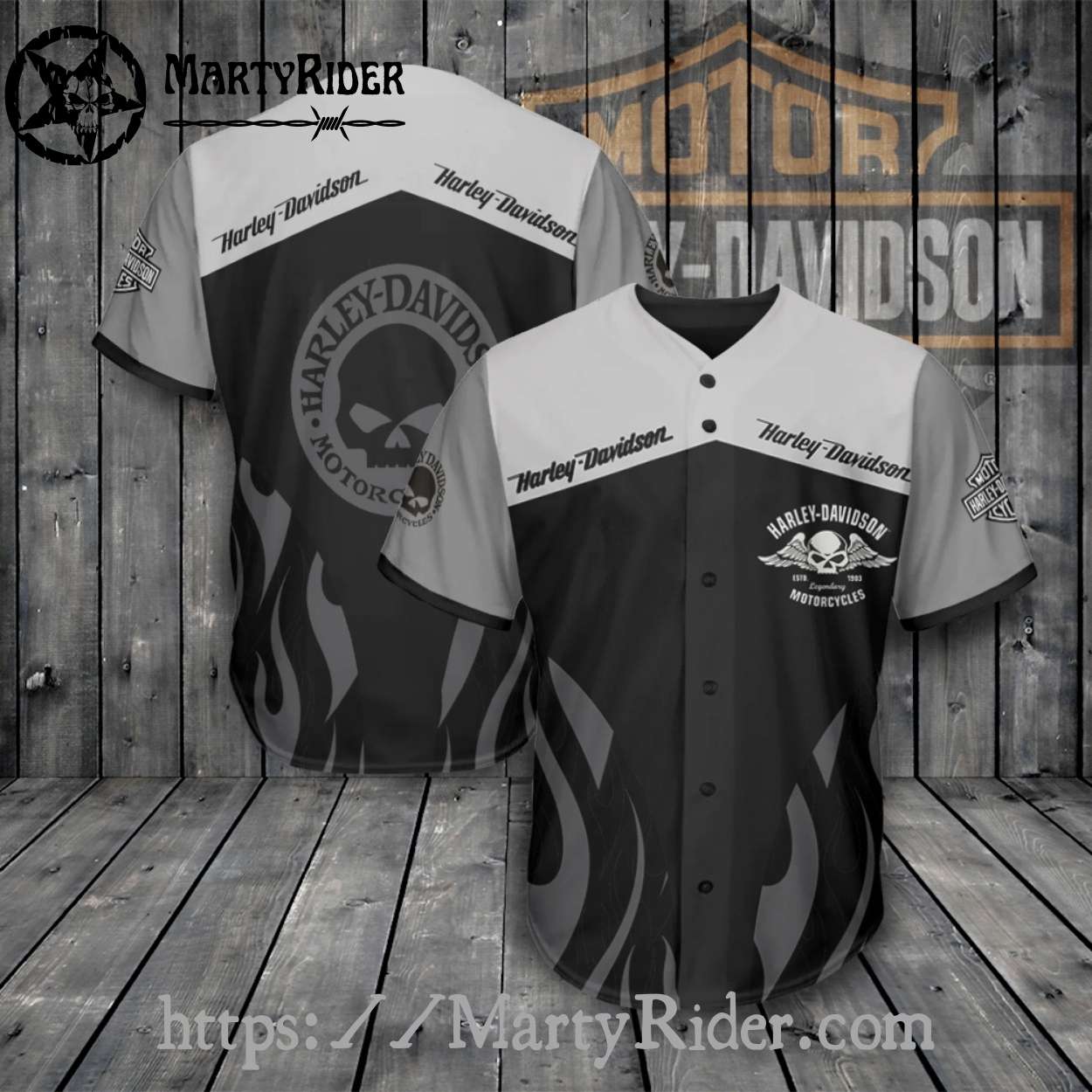 Monochrome Skull Flame Harley Davidson Baseball Shirt Monochrome Skull Flame Harley Davidson Baseball Shirt