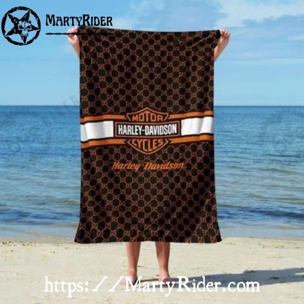 Monogram Patterned Harley Davidson Beach Towels