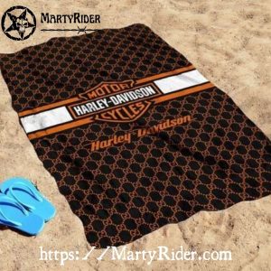 Monogram Patterned Harley Davidson Beach Towels 2