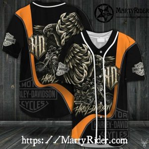 Motorcycle Eagle Graphic Harley Davidson Baseball Shirt