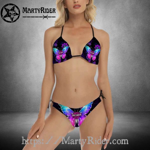 Neon Butterfly Harley Davidson Bikinis for Beach Vibes