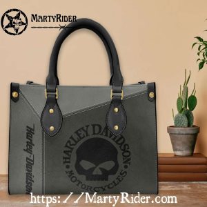 Olive Skull Patch Harley Davidson Leather Shoulder Bag