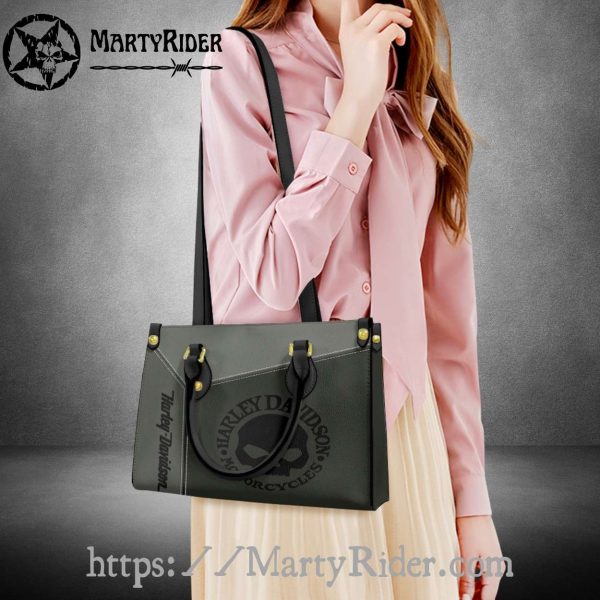 Olive Skull Patch Harley Davidson Leather Shoulder Bag