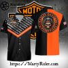 Logo Patchwork Harley Davidson Aloha Shirt In Black And White
