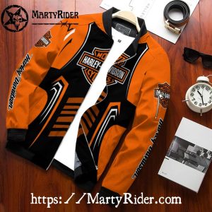 Orange Black Arrow Panels Harley Davidson Bomber Jackets