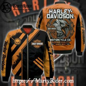 Orange Black Eagle Harley Davidson Bomber Jackets bomber harley