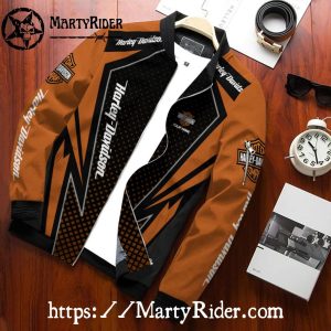 Orange Black Lightning bolt bomber Harley Davidson Jacket