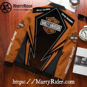 Orange Black Lightning bolt bomber Harley Davidson Jacket