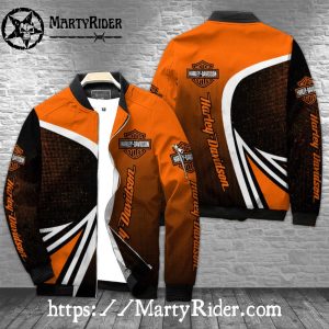 Orange Black Modern Design Harley Davidson Bomber Jackets