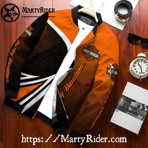 Orange Black Modern Design Harley Davidson Bomber Jackets