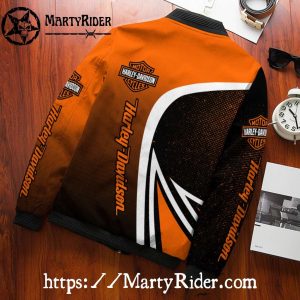 Orange Black Modern Design Harley Davidson Bomber Jackets 3