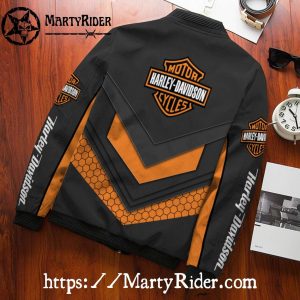 Orange Black Skull Symbol bomber Harley Davidson Jackets