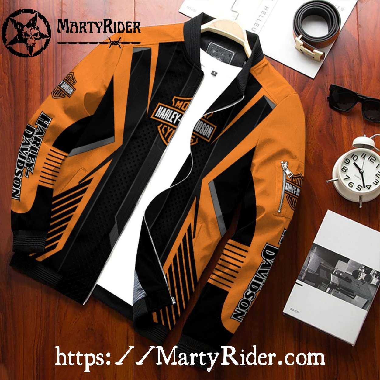 Orange Black Speed Harley Davidson Bomber Jacket Orange Black Speed Harley Davidson Bomber Jacket