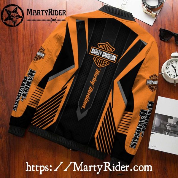 Orange Black Speed Harley Davidson Bomber Jacket