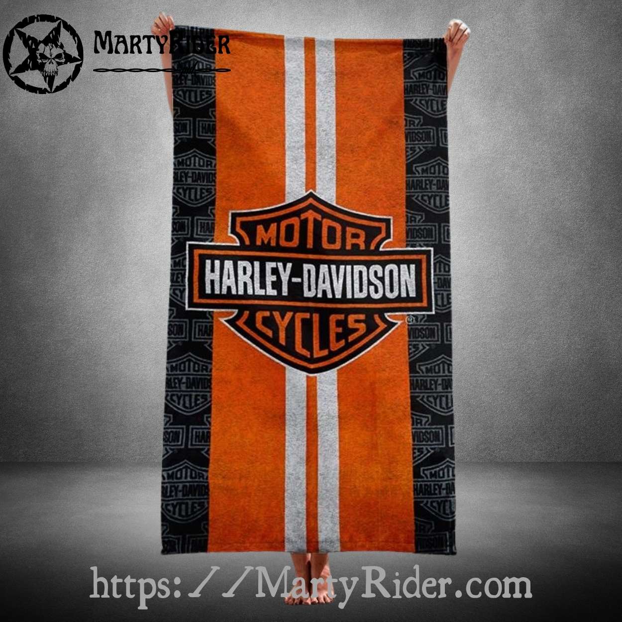 Orange Center Stripe Harley Davidson Beach Towels Orange Center Stripe Harley Davidson Beach Towels