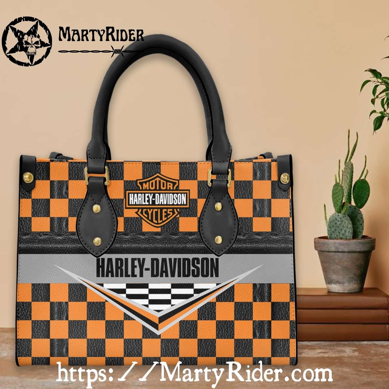 Orange Checkerboard V Logo Harley Davidson Leather Bags Orange Checkerboard V Logo Harley Davidson Leather Bags