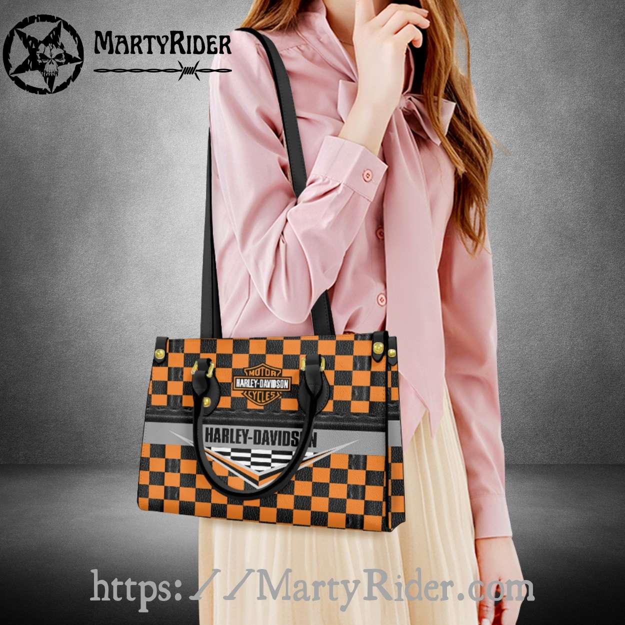 Orange Checkerboard V Logo Harley Davidson Leather Bags Orange Checkerboard V Logo Harley Davidson Leather Bags