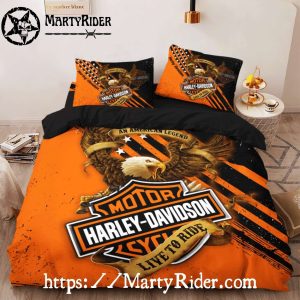 Orange Eagle Legend Harley Davidson Bedding Sets Bold Look