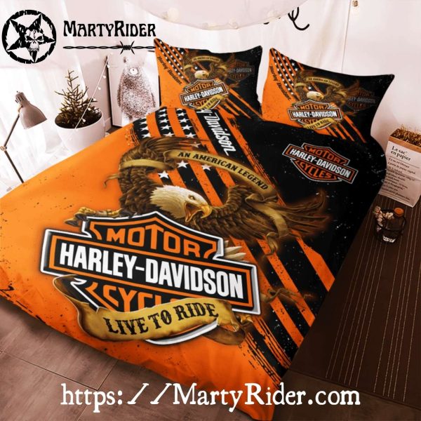 Orange Eagle Legend Harley Davidson Bedding Sets Bold Look