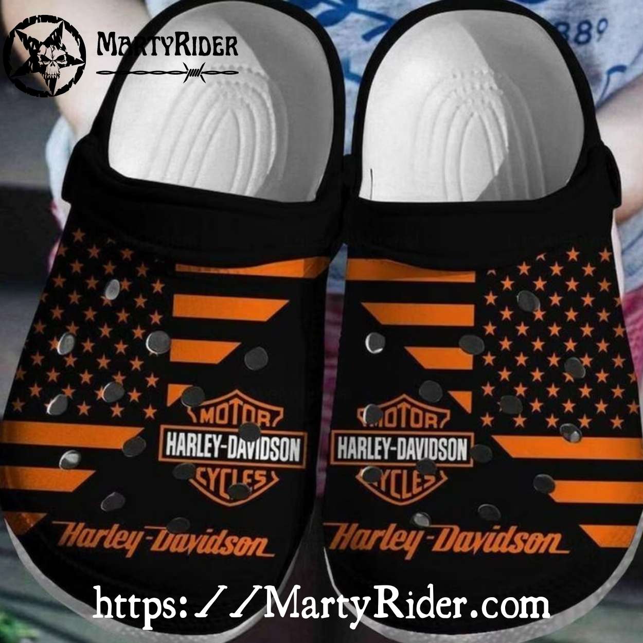 Orange Flag Tribute Harley Davidson Crocs for Patriots Orange Flag Tribute Harley Davidson Crocs for Patriots