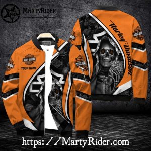 Orange Grim Reaper bomber jacket Harley Davidson Bomber