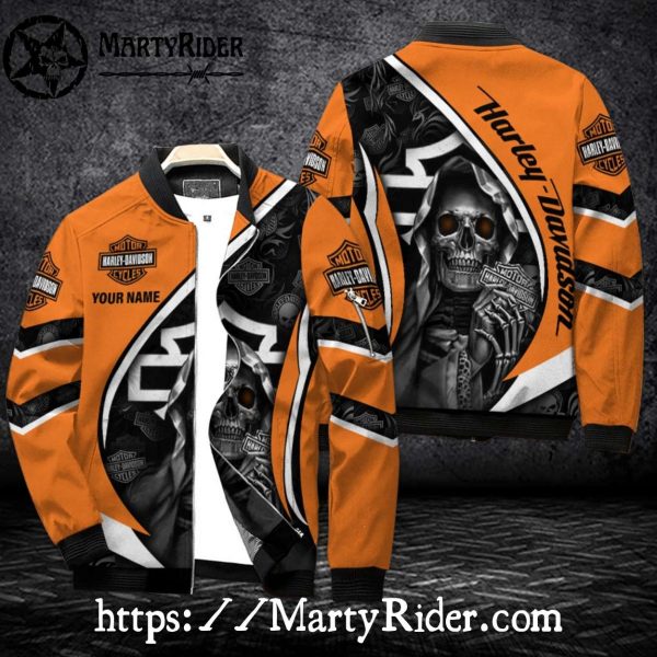 Orange Grim Reaper bomber jacket Harley Davidson Bomber