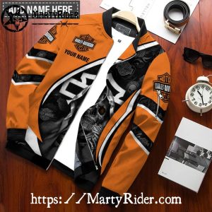 Orange Grim Reaper bomber jacket Harley Davidson Bomber
